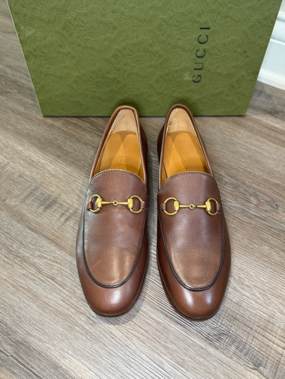 Gucci Jordaan Horsebit Leather Loafers in Brown - Picture 4 of 16